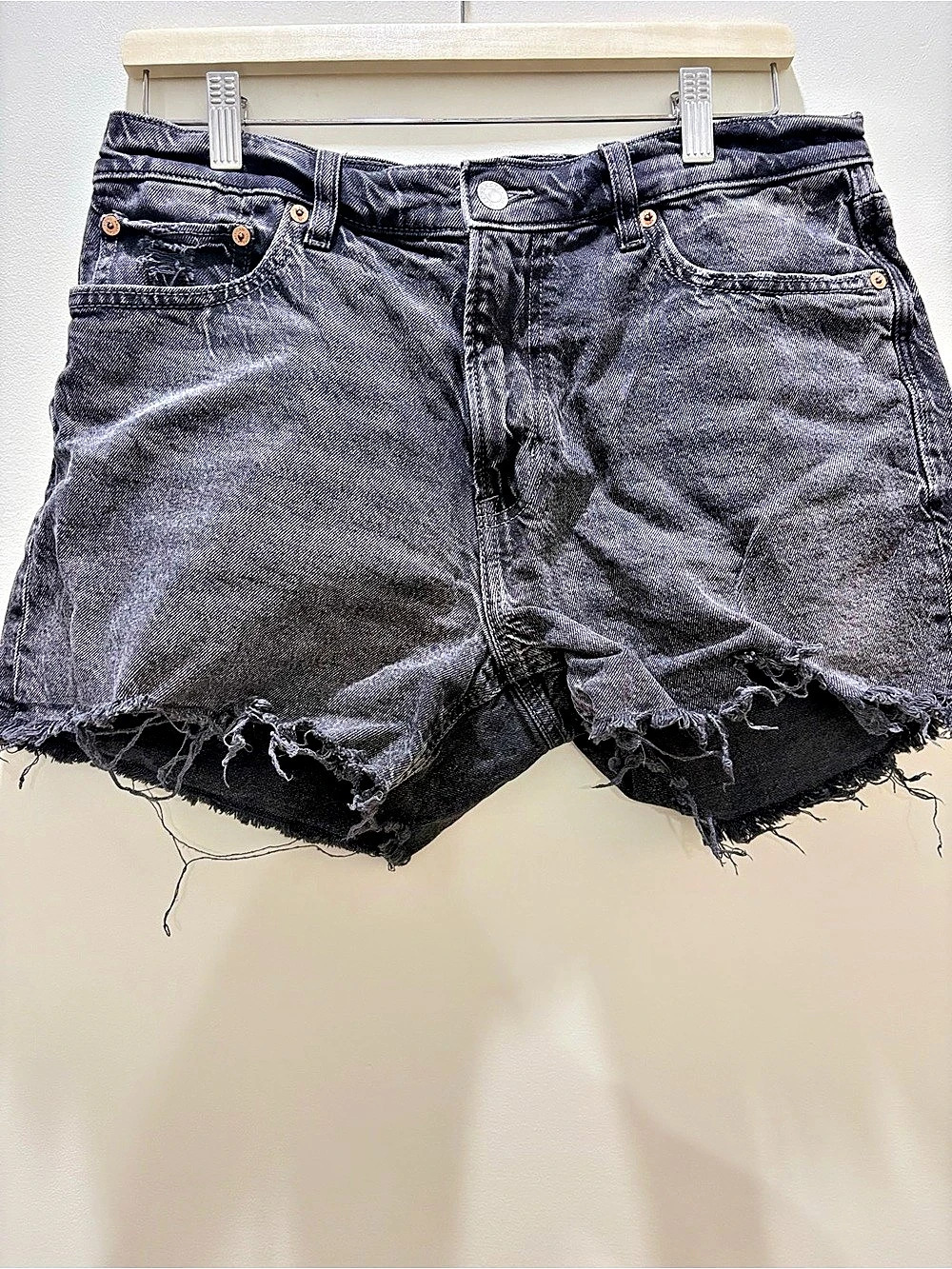 American Eagle Outfitters American Eagle Black Distressed Denim Cutoff Shorts